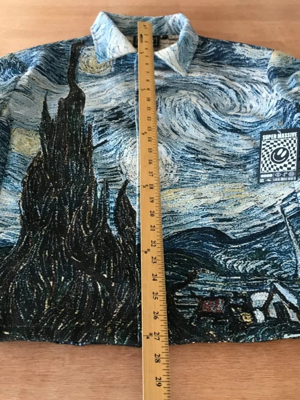 Super Massive Van Gogh Starry Night Tapestry Jacket Men M Blue Button Up Art